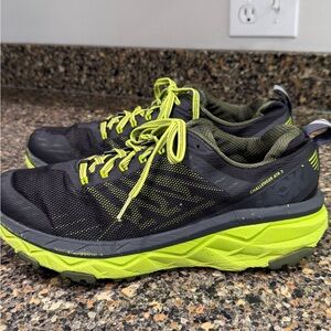 Hoka Men's Black and Neon Yellow Athletic Shoeschallenger atr 5 size 10